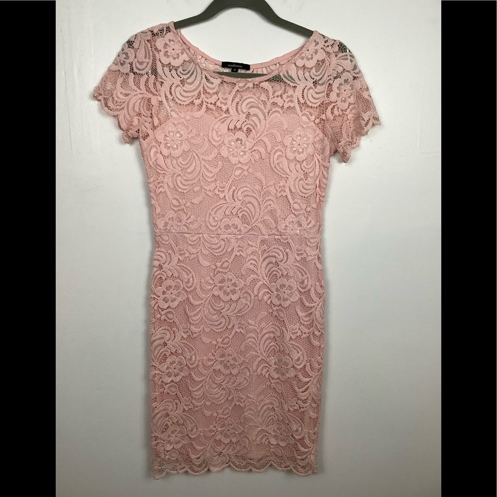 Ambiance‎ Pink Floral Lace Dress Medium